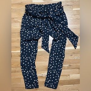 Isabel Marant 100% silk patterned pants with tie, paper bag waist style, size 1